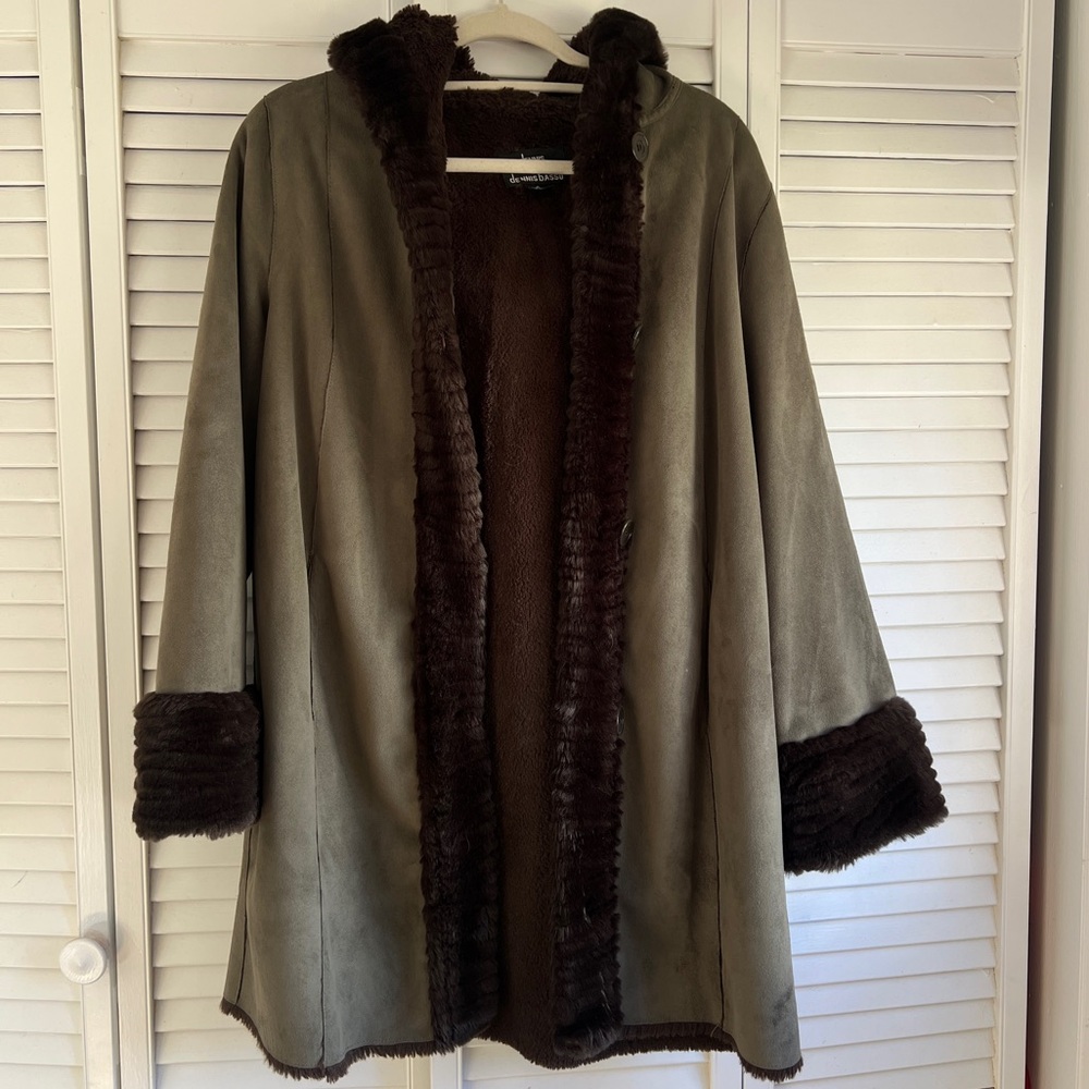 Dennis Basso Olive and Dark Brown Jacket